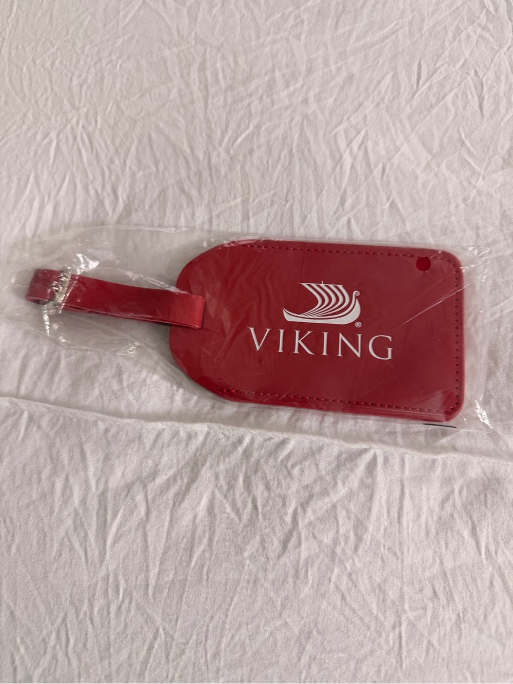 Viking Cruises Red Leather Luggage Tag